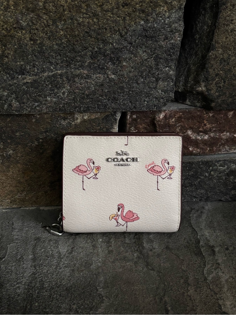 COACH Snap Wallet in Flamingo Print